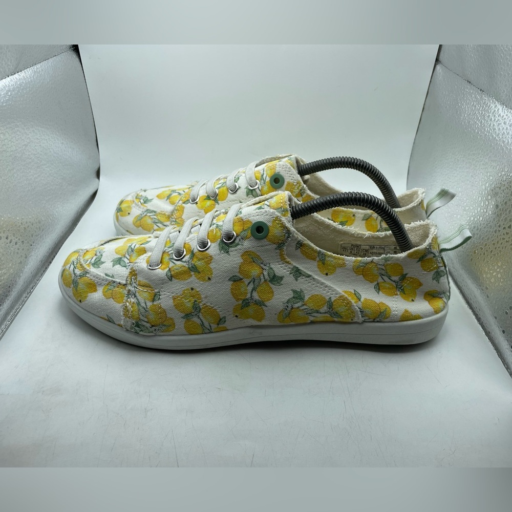 Vionic Lemon Print Athletic Shoes - Yellow and White
